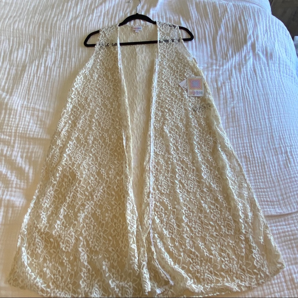 Lularoe Joy vest cardigan lace white/cream small